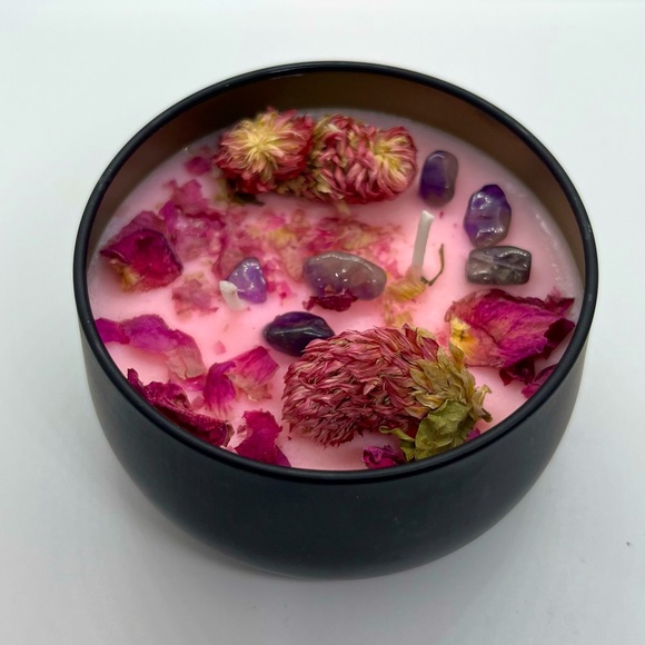 LavenderRose Quartz Crystal Candle Organic - Picture 7 of 11